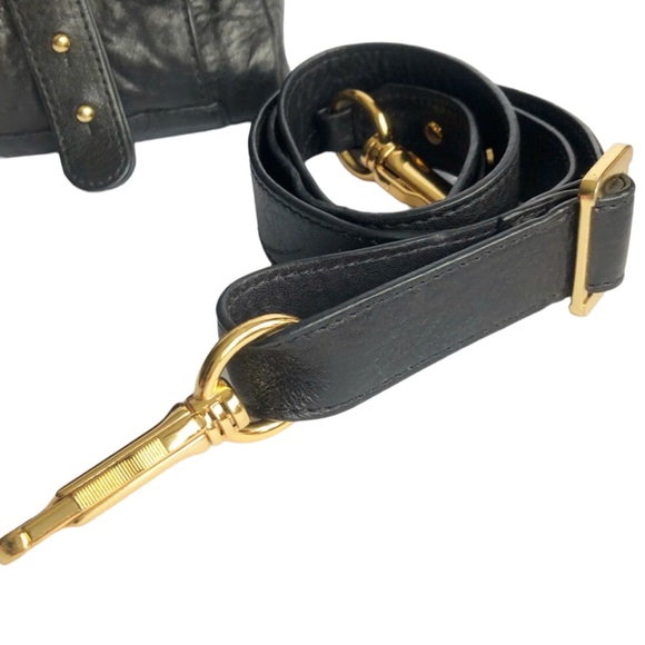 C C Skye Upper Eastside Black Leather Top Handle Embossed Buckle Satchel - Picture 13 of 16